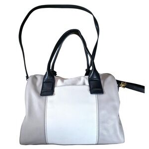 Fossil Jori Large Satchel Purse Gray White Leather Handbag Top Handle Bag w/ Key